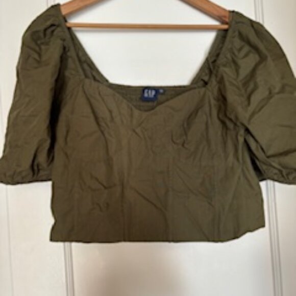 GAP Moss Green Puff Sleeve Top - XXL - Picture 1 of 3